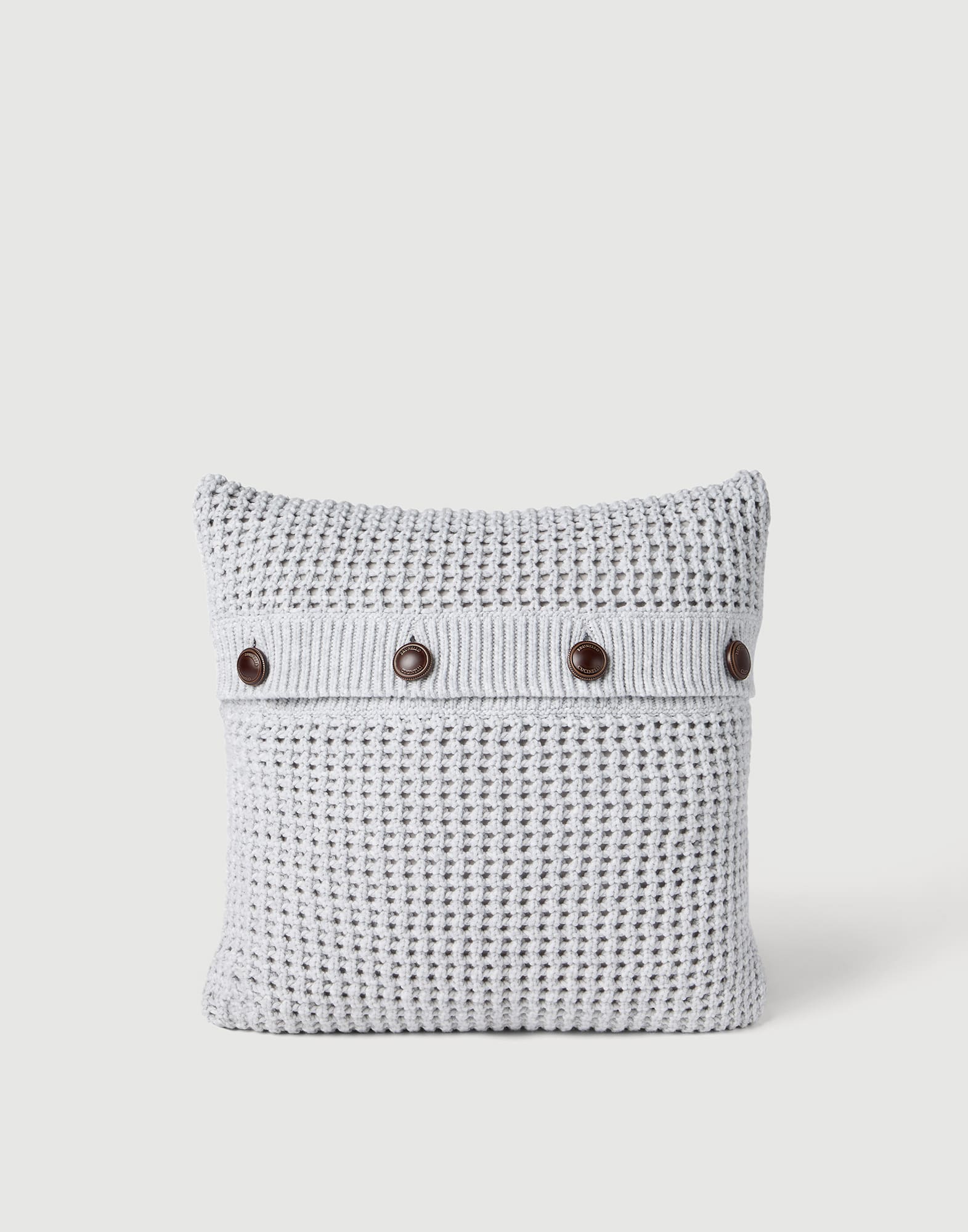 Net knit cushion Light Grey Lifestyle - Brunello Cucinelli