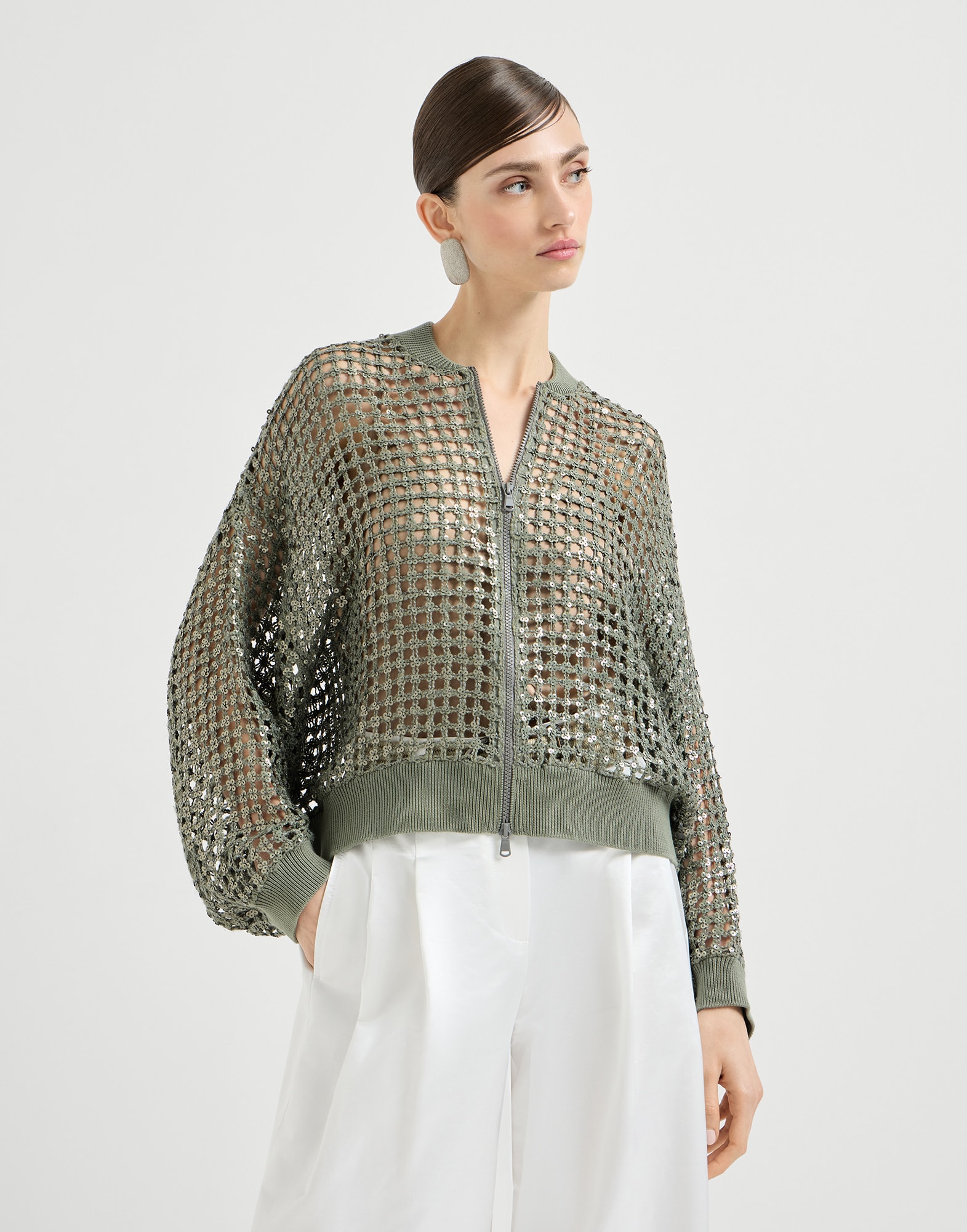 Dazzling Net Embroidery cardigan