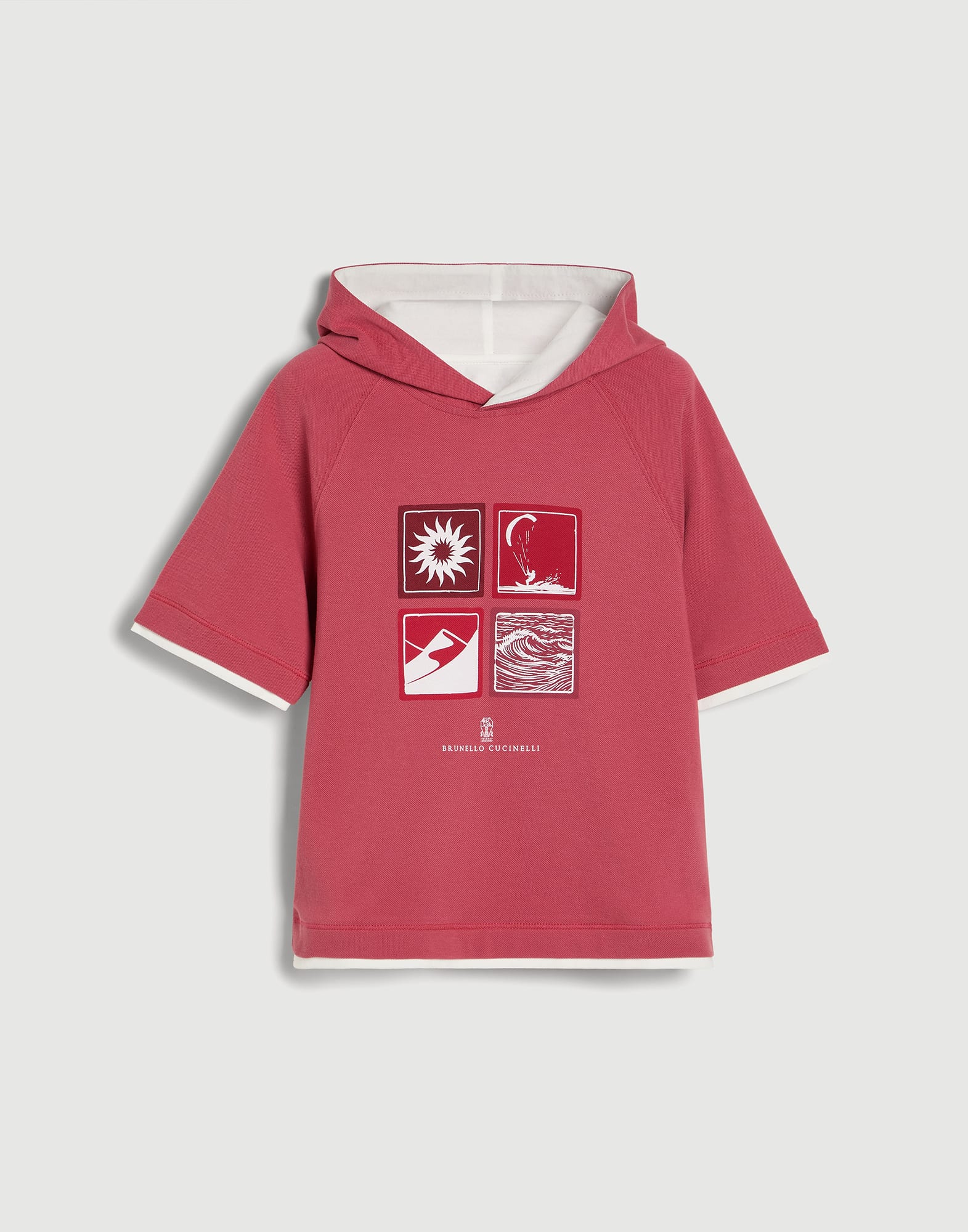 Sudadera con capucha y estampado Rojo Ni&ntilde;o - Brunello Cucinelli