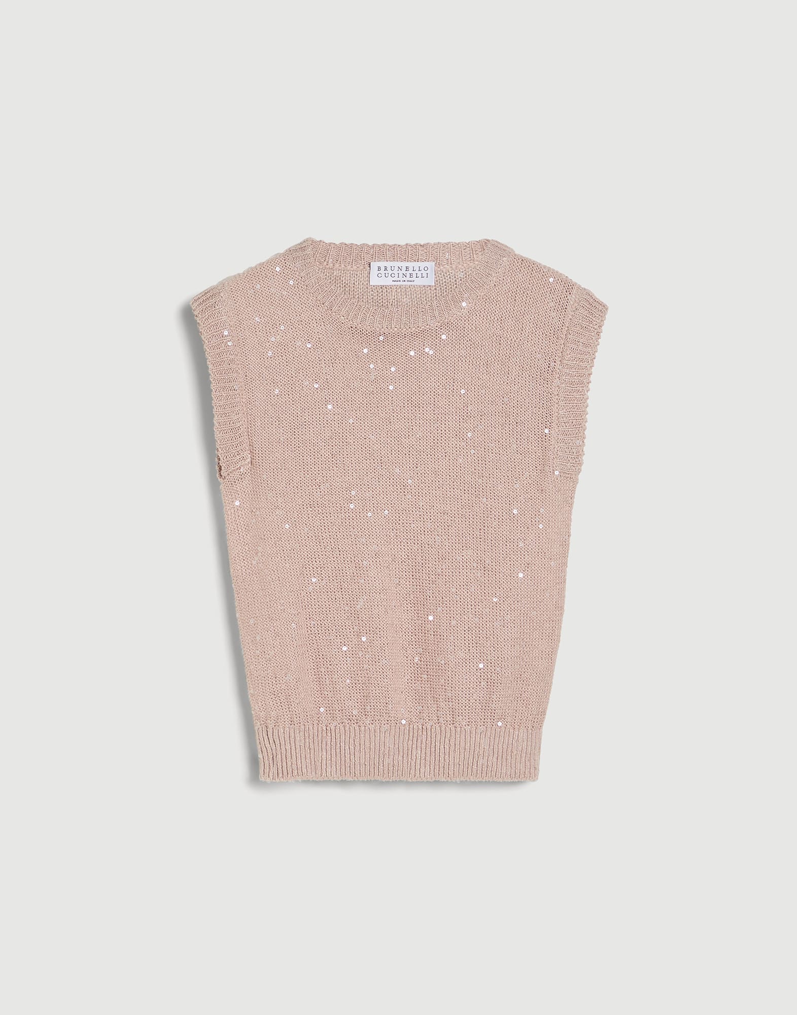 Camiseta en punto de lino y seda Diamante Rosa Ni&ntilde;a - Brunello Cucinelli