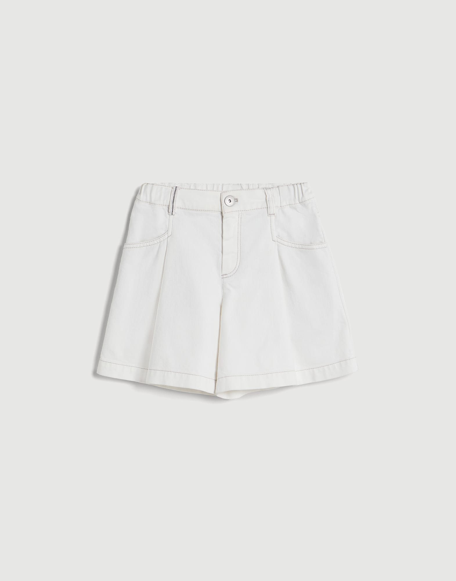 モニーレ付き バギーショートパンツ ホワイト ガールズ - Brunello Cucinelli