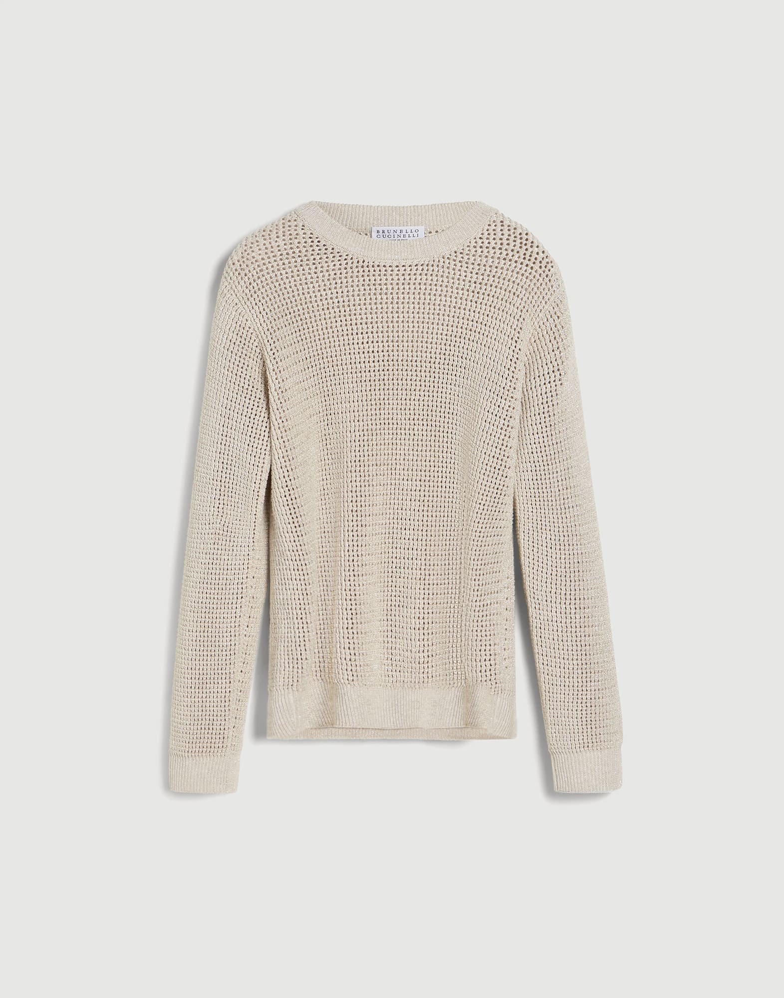 Sparkling cotton ribbed net sweater Oat Girls - Brunello Cucinelli