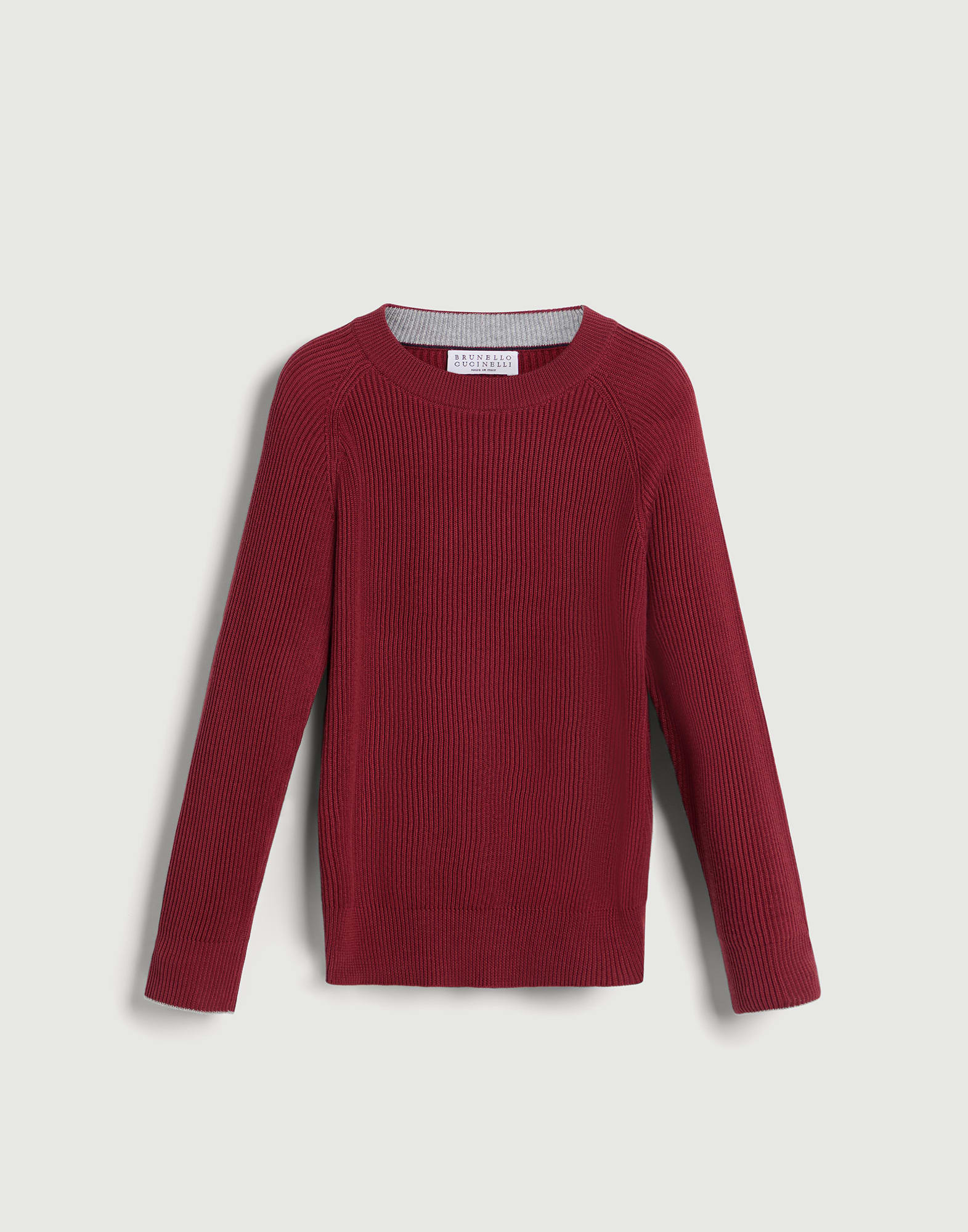 Jersey de algod&oacute;n con punto canal&eacute; ingl&eacute;s Rojo Ni&ntilde;o - Brunello Cucinelli