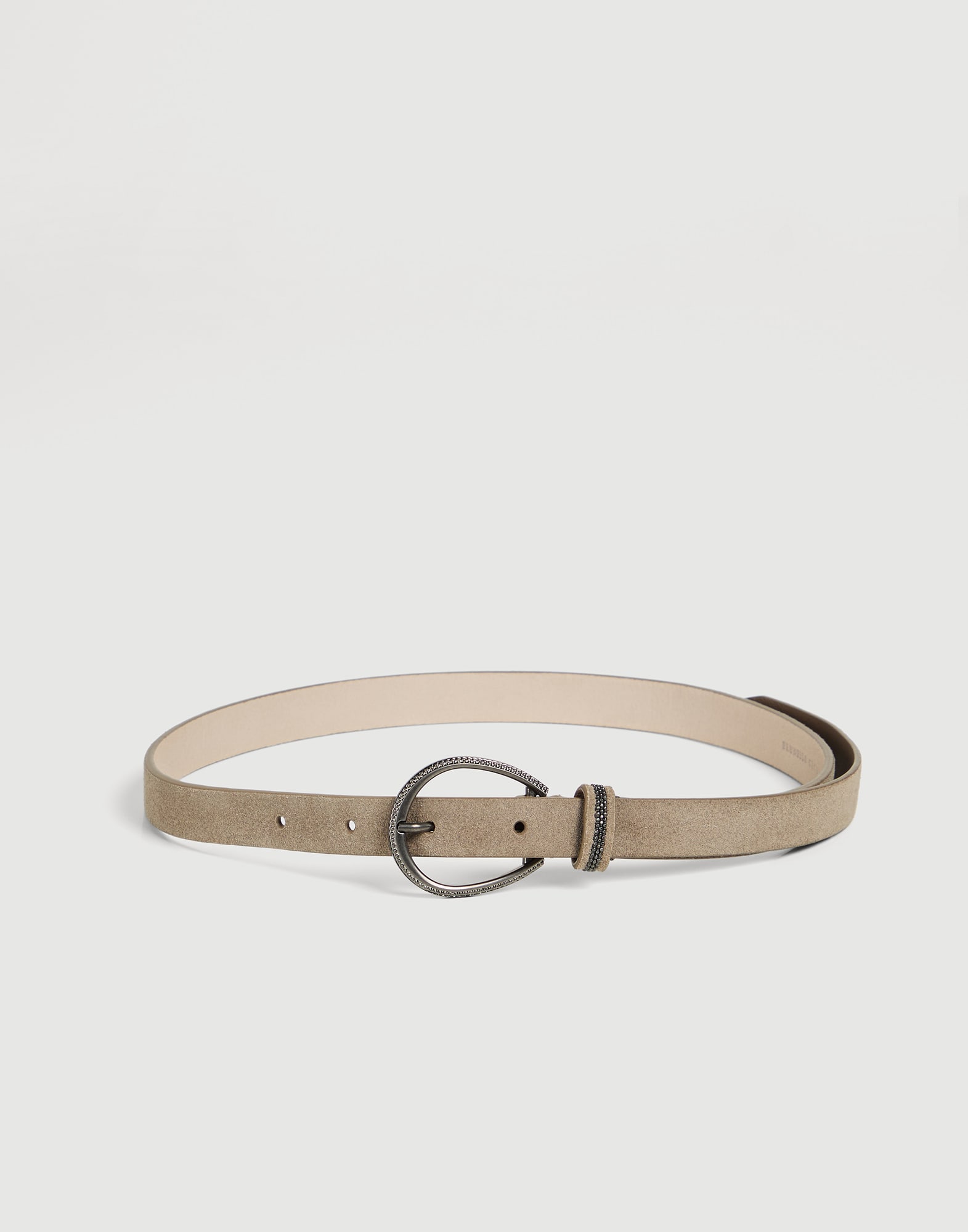 Suede belt with monili Cool Beige Girls - Brunello Cucinelli
