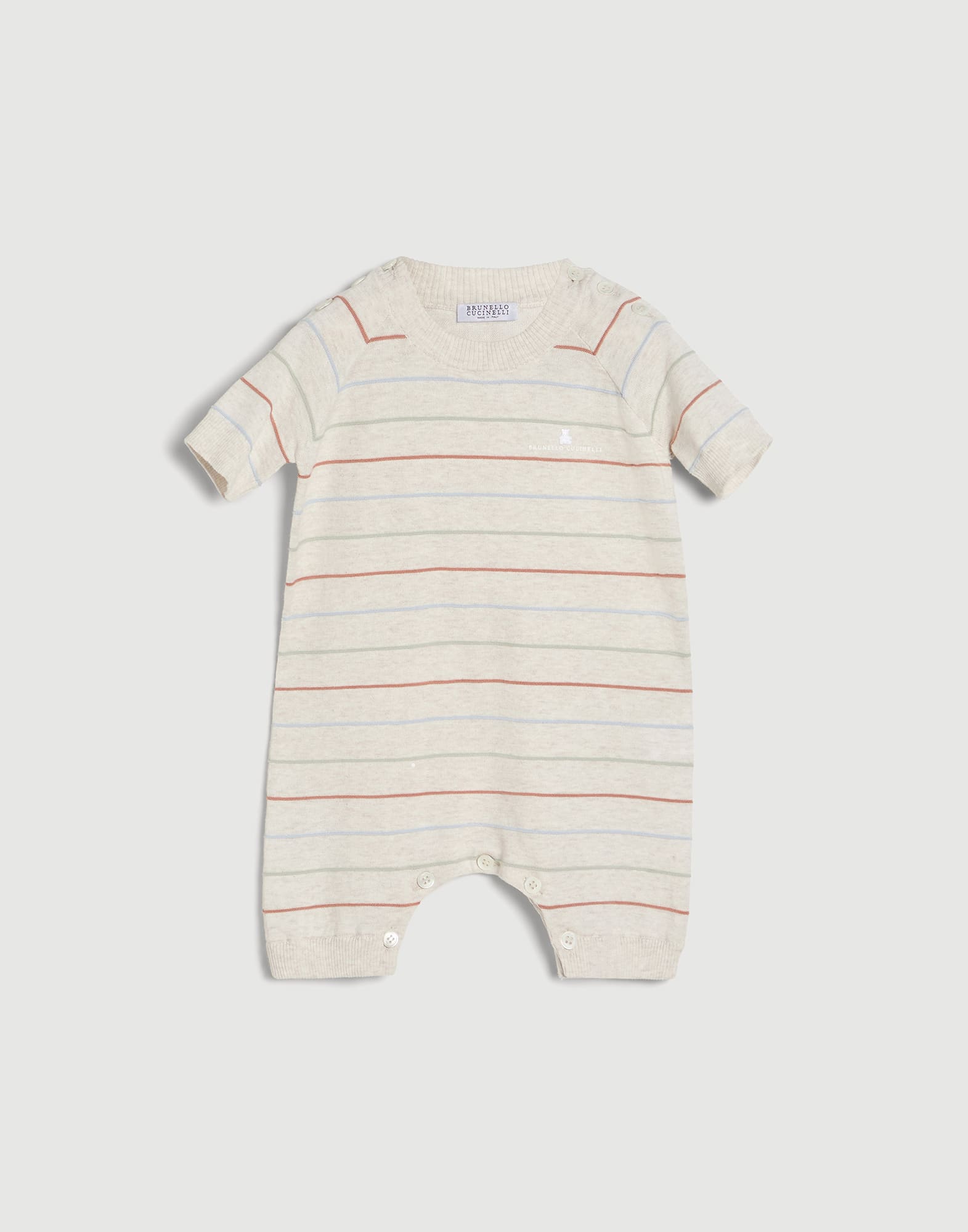 Bernie Baby knit coverall Oat Baby - Brunello Cucinelli