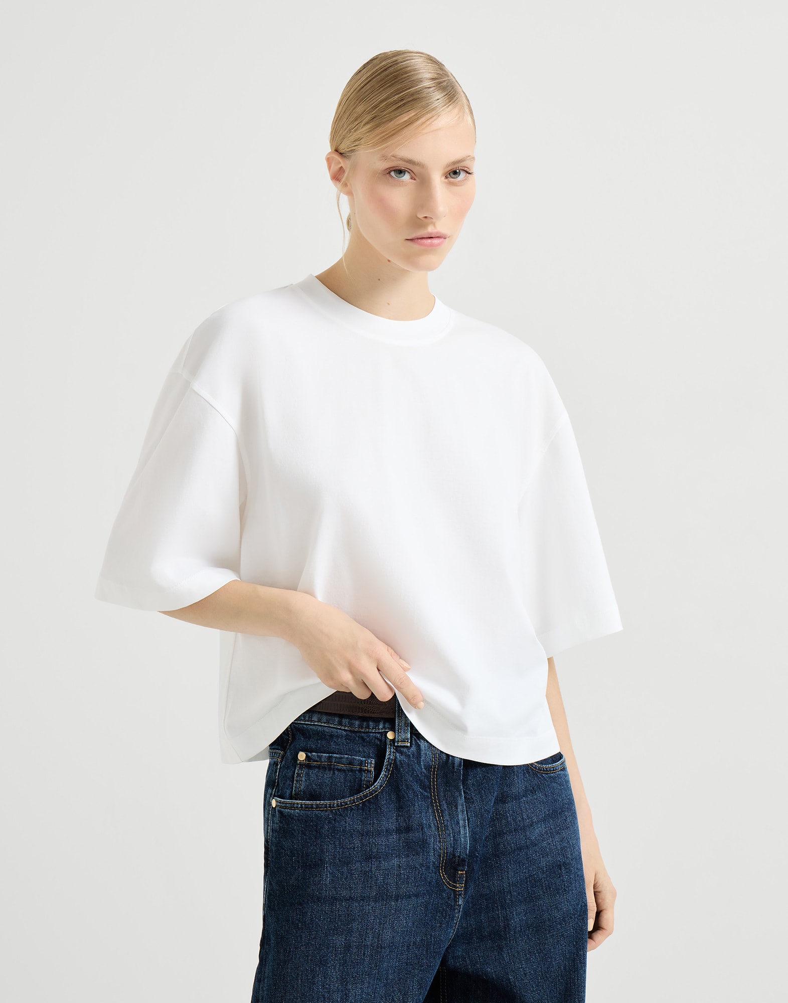 コットンジャージー Tシャツ ホワイト レディース - Brunello Cucinelli