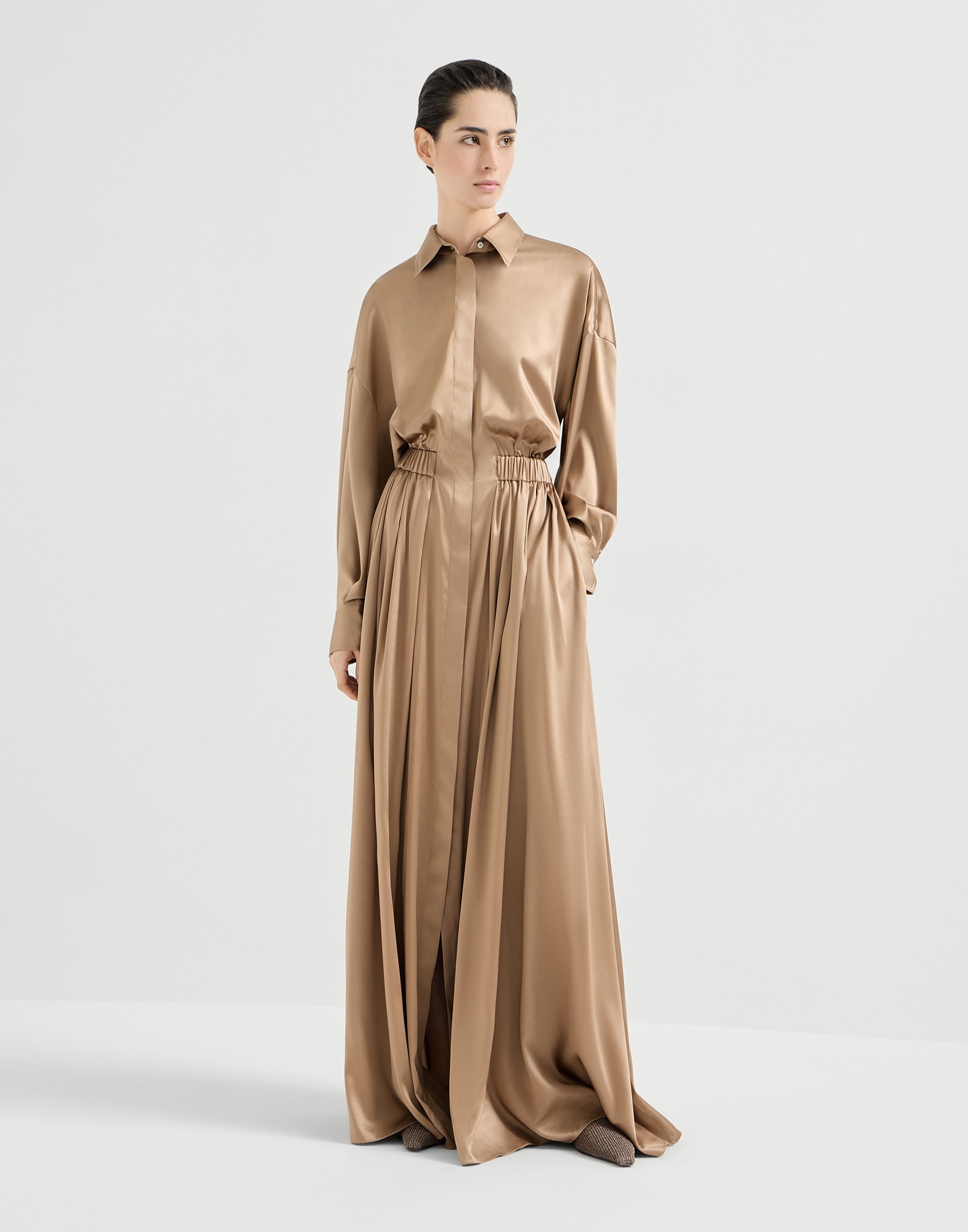 Satin dress Chocolate Woman - Brunello Cucinelli