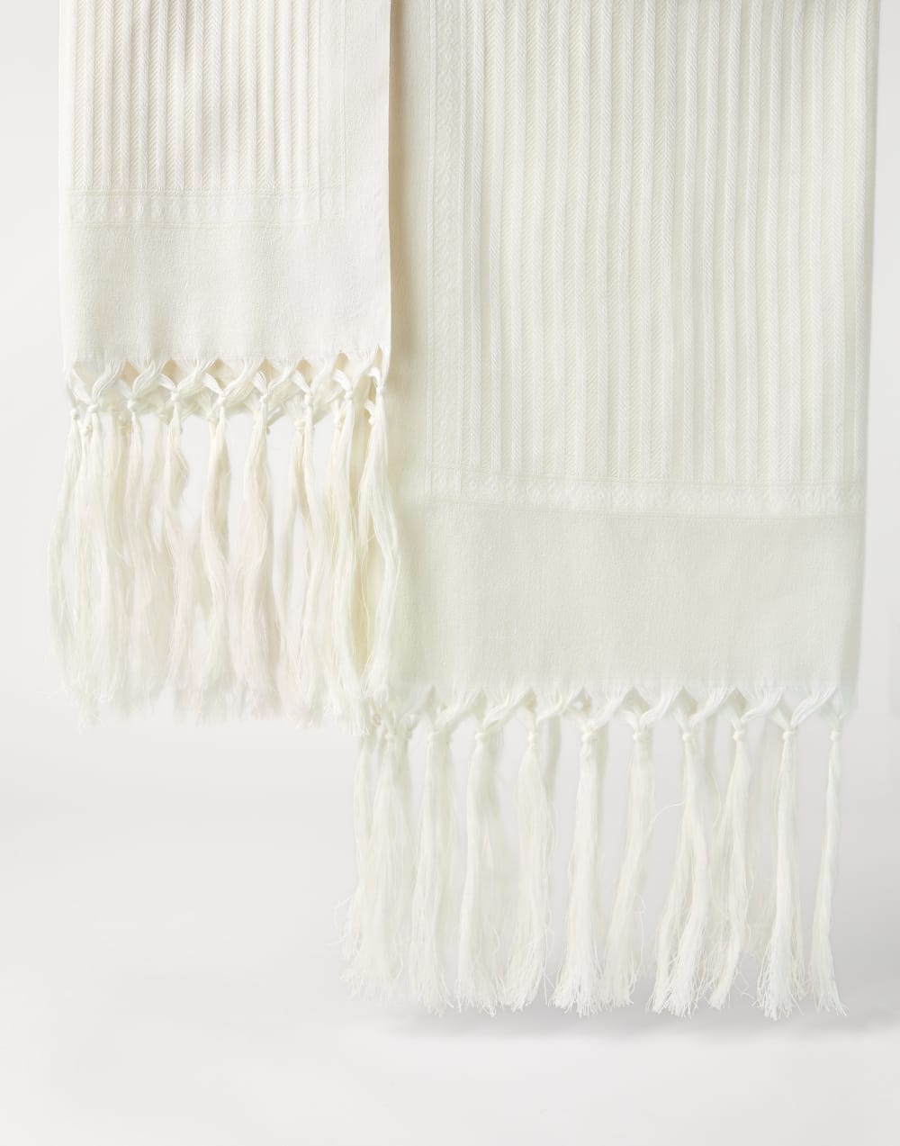 Pair of chevron towels Ecru Lifestyle - Brunello Cucinelli