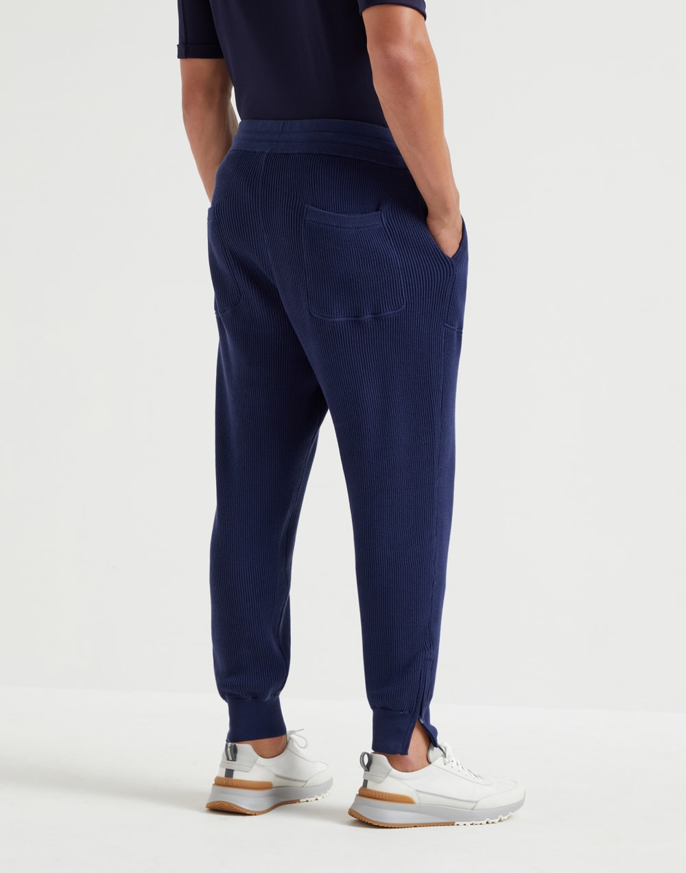 Pantalon en maille de coton Bleu Homme - Brunello Cucinelli