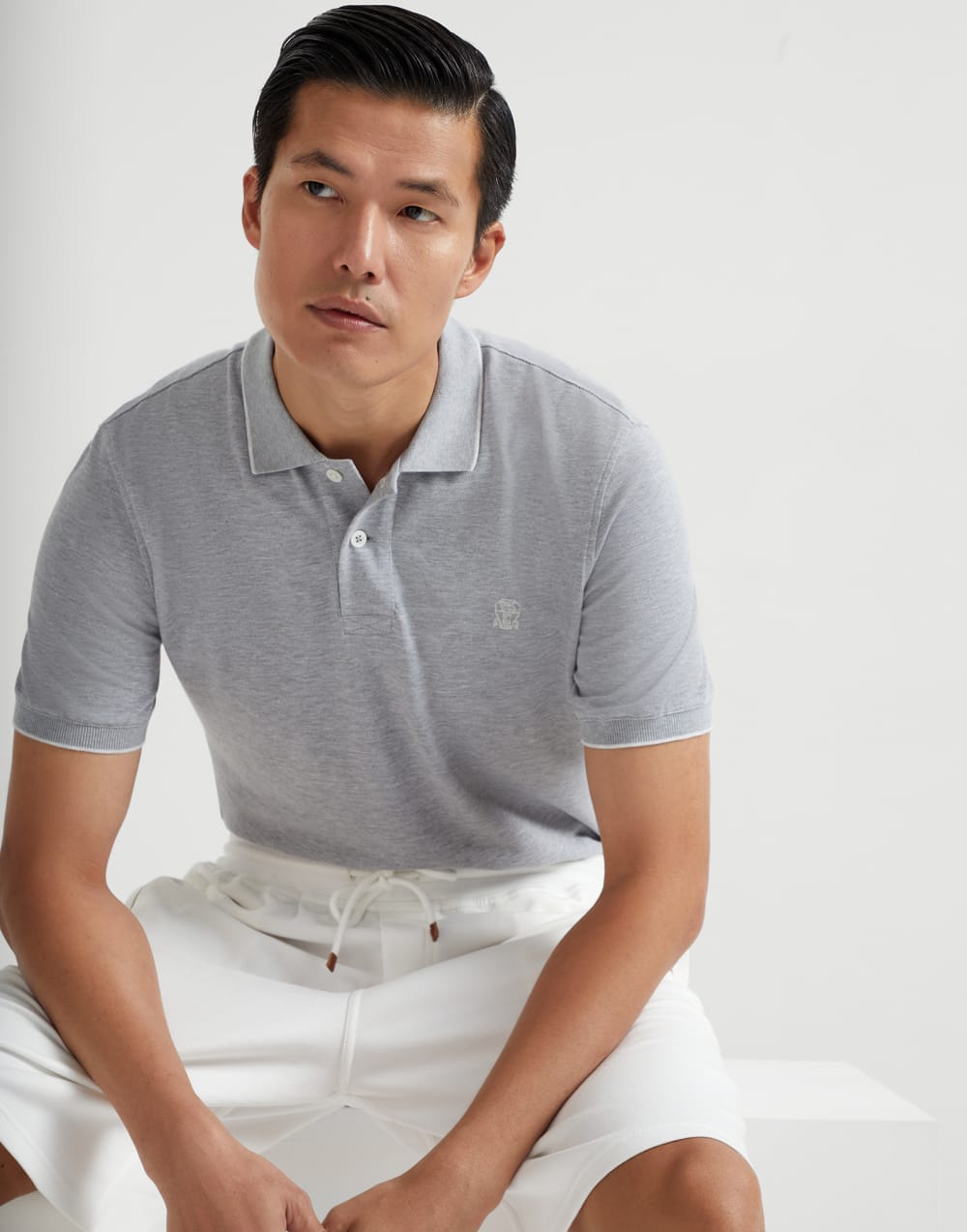 Поло из ткани пике Серый Мужчина - Brunello Cucinelli