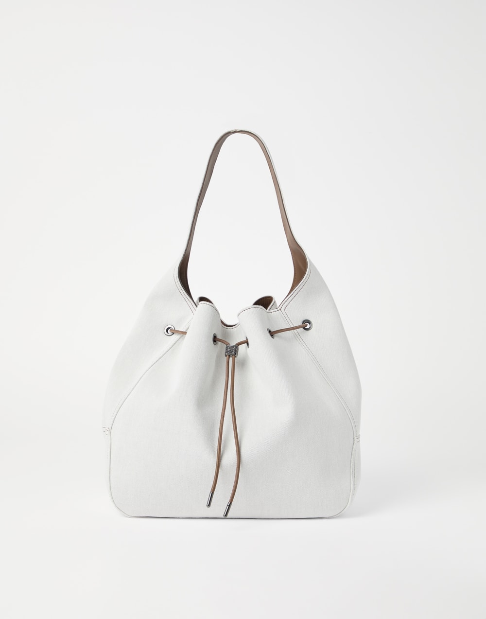 Gabardine BC Duo Bucket bag Chalk Woman - Brunello Cucinelli