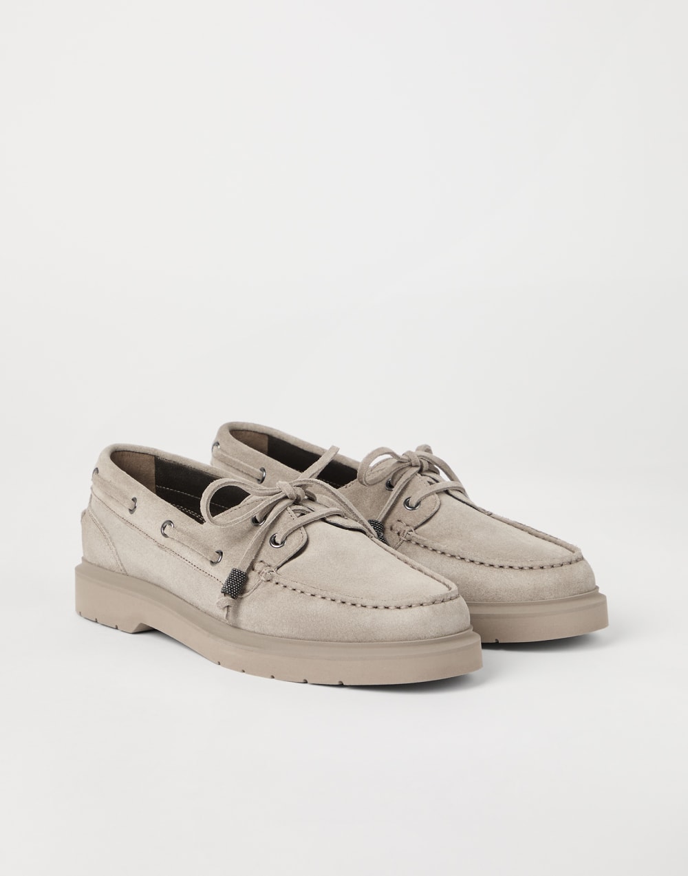 Sail Penny loafer with monili Light Grey Woman - Brunello Cucinelli