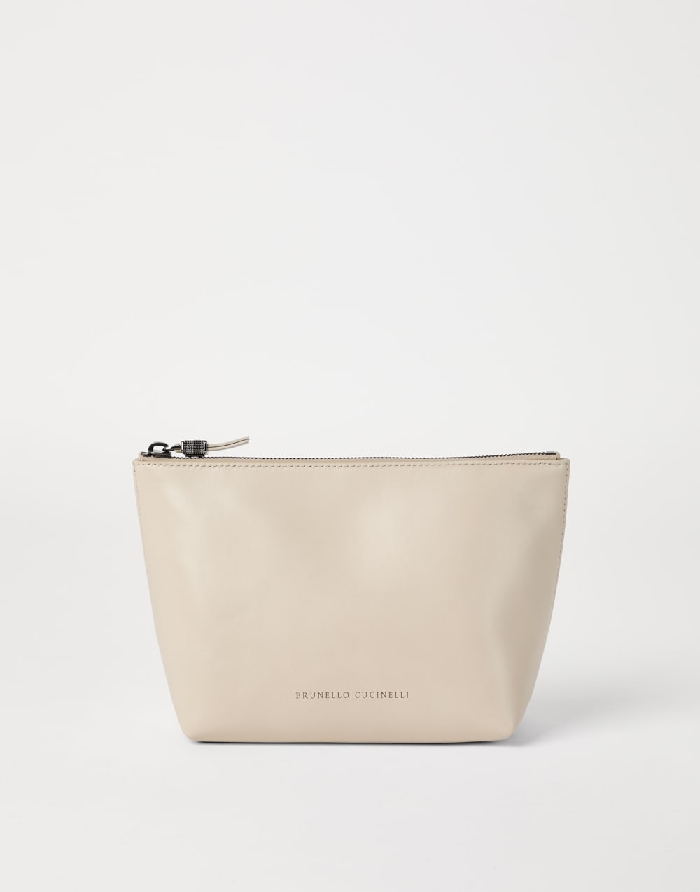 Calfskin clutch bag with monili Ivory Woman - Brunello Cucinelli