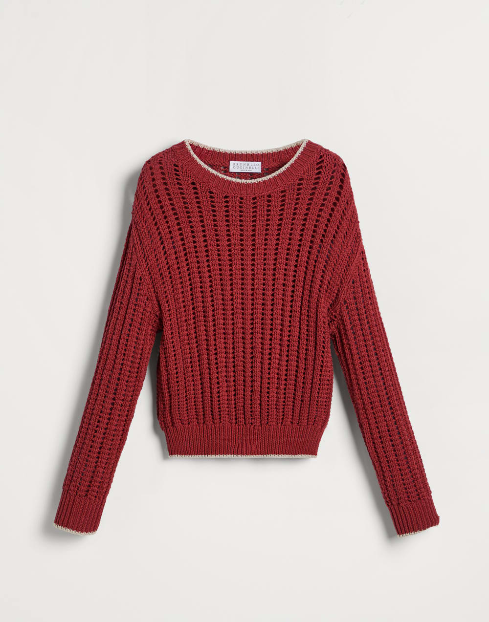 Ribbed openwork sweater Red Girls - Brunello Cucinelli