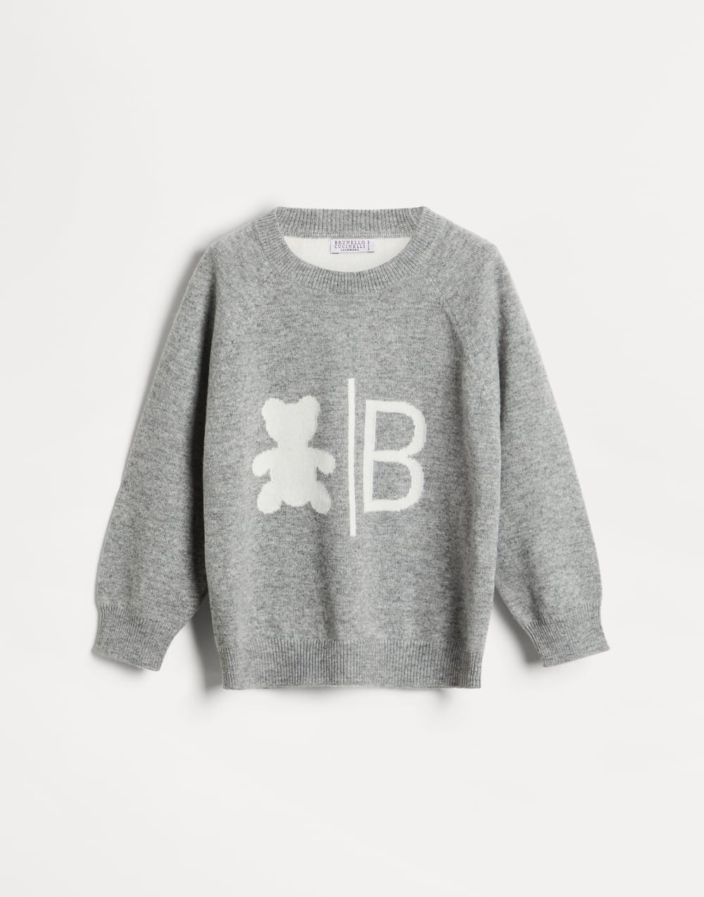 Cashmere Bernie sweater Light Grey Baby - Brunello Cucinelli