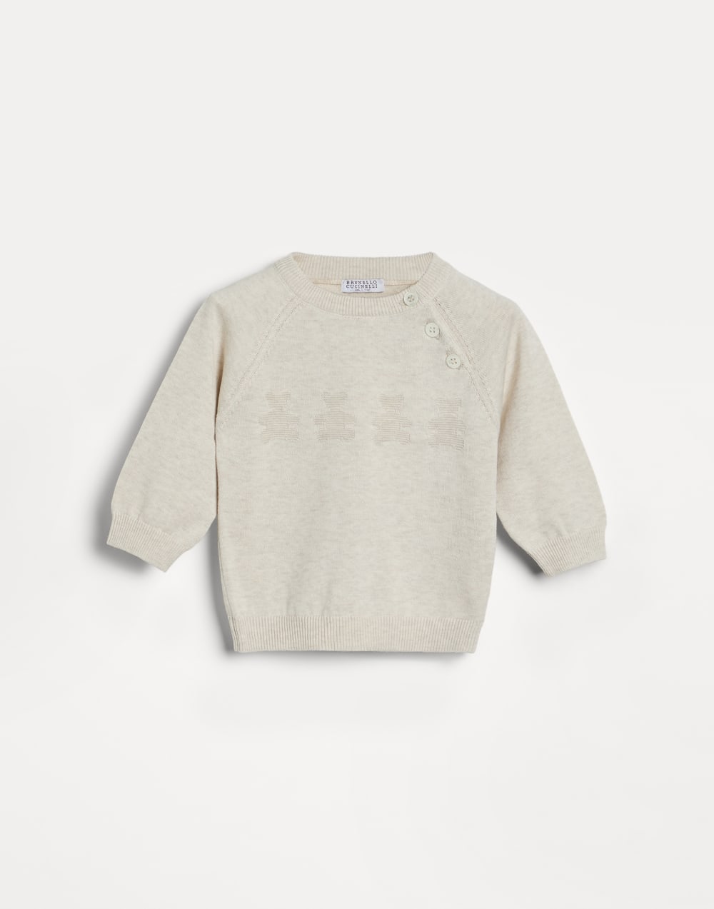伯尼小熊幼童提花针织衫 燕麦色 幼童 - Brunello Cucinelli