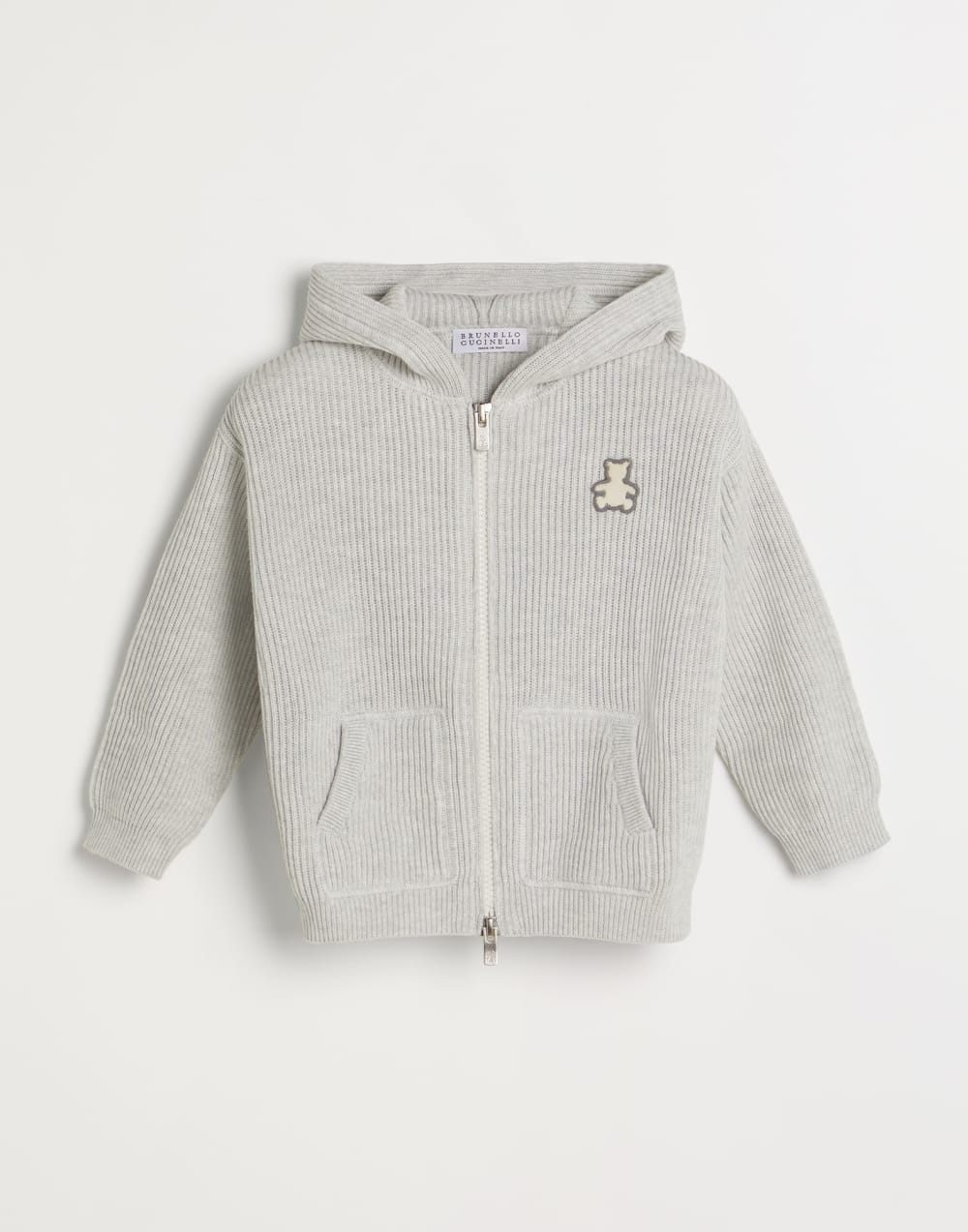 伯尼小熊棉开衫 雾白 幼童 - Brunello Cucinelli