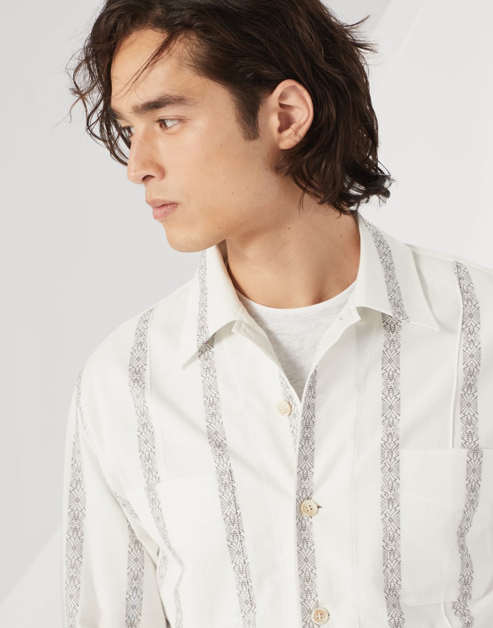 合身版衬衫 巴拿马色 男款 - Brunello Cucinelli