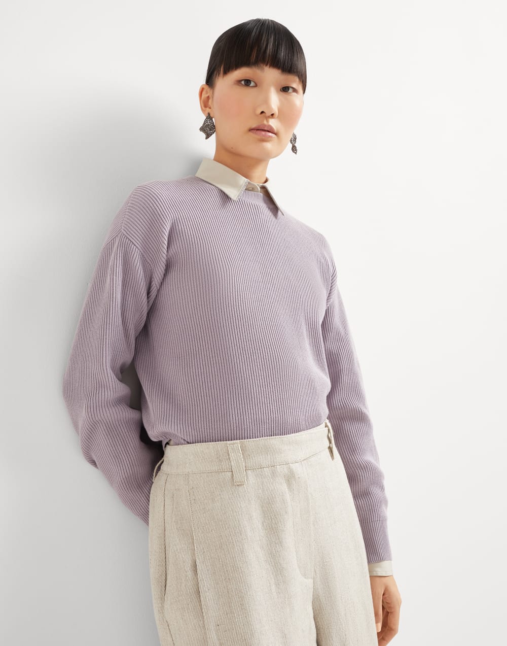 棉质针织衫 丁香紫 女款 - Brunello Cucinelli