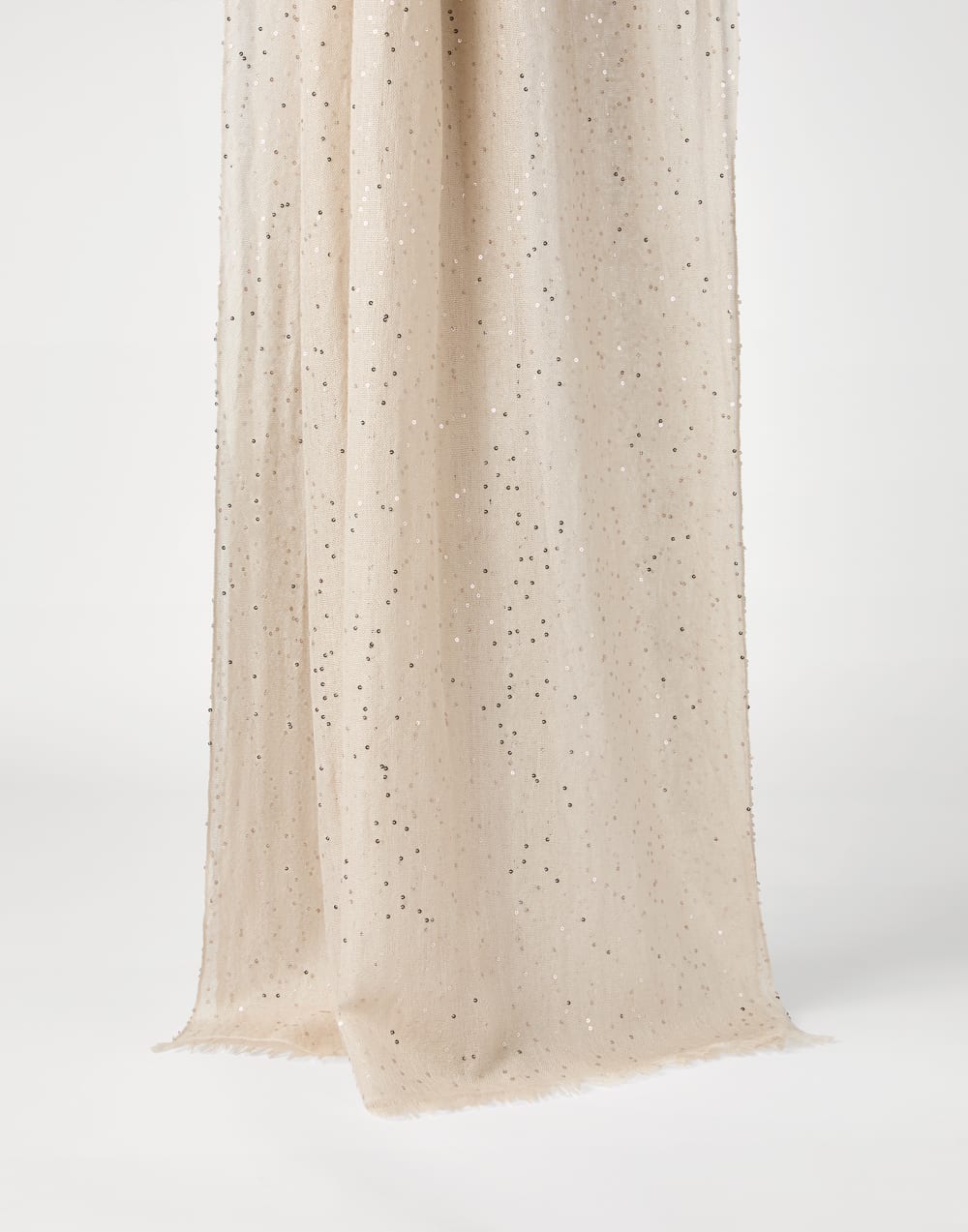 Cashmere and silk Diamond yarn scarf Beige Woman - Brunello Cucinelli