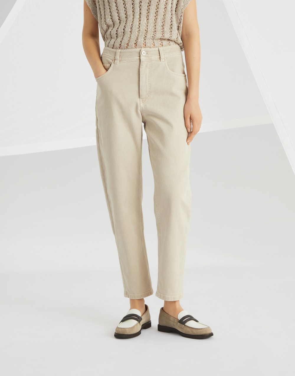 Pantalon Baggy Tapered Nature Femme - Brunello Cucinelli
