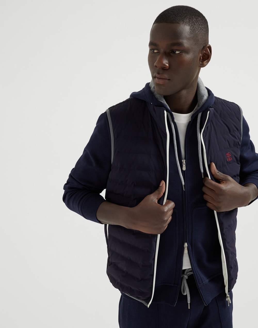 Жилет-пуховик из нейлона Темно-Синий Мужчина - Brunello Cucinelli