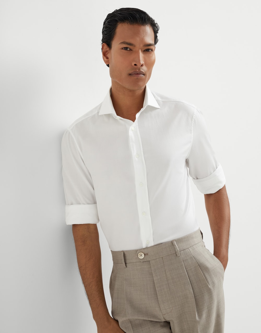 瘦身版型衬衫 白色 男款 - Brunello Cucinelli