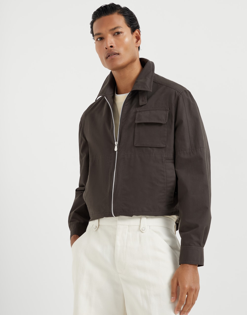 Water-resistant jacket Brown Man - Brunello Cucinelli