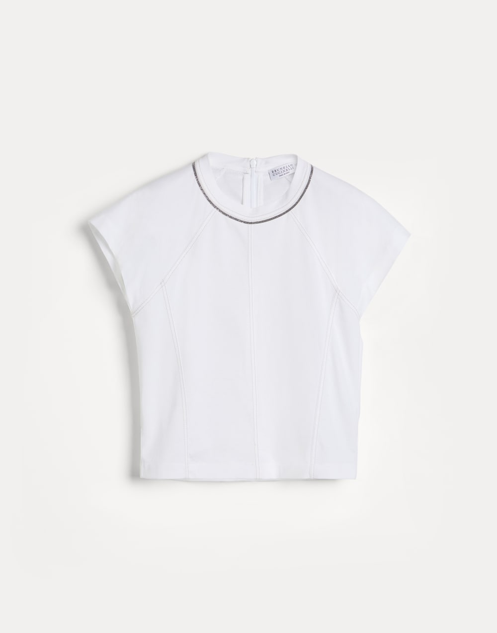 装饰镶珠的T恤衫 白色 女童 - Brunello Cucinelli