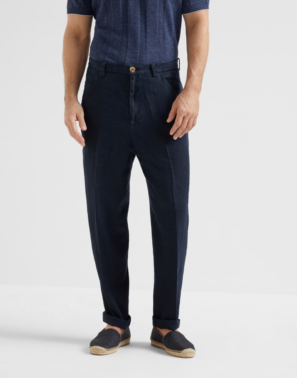 Leisure fit trousers Navy Blue Man - Brunello Cucinelli