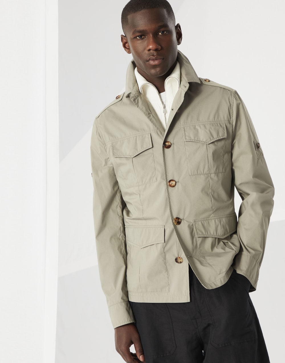 Water-resistant safari jacket Khaki Man - Brunello Cucinelli