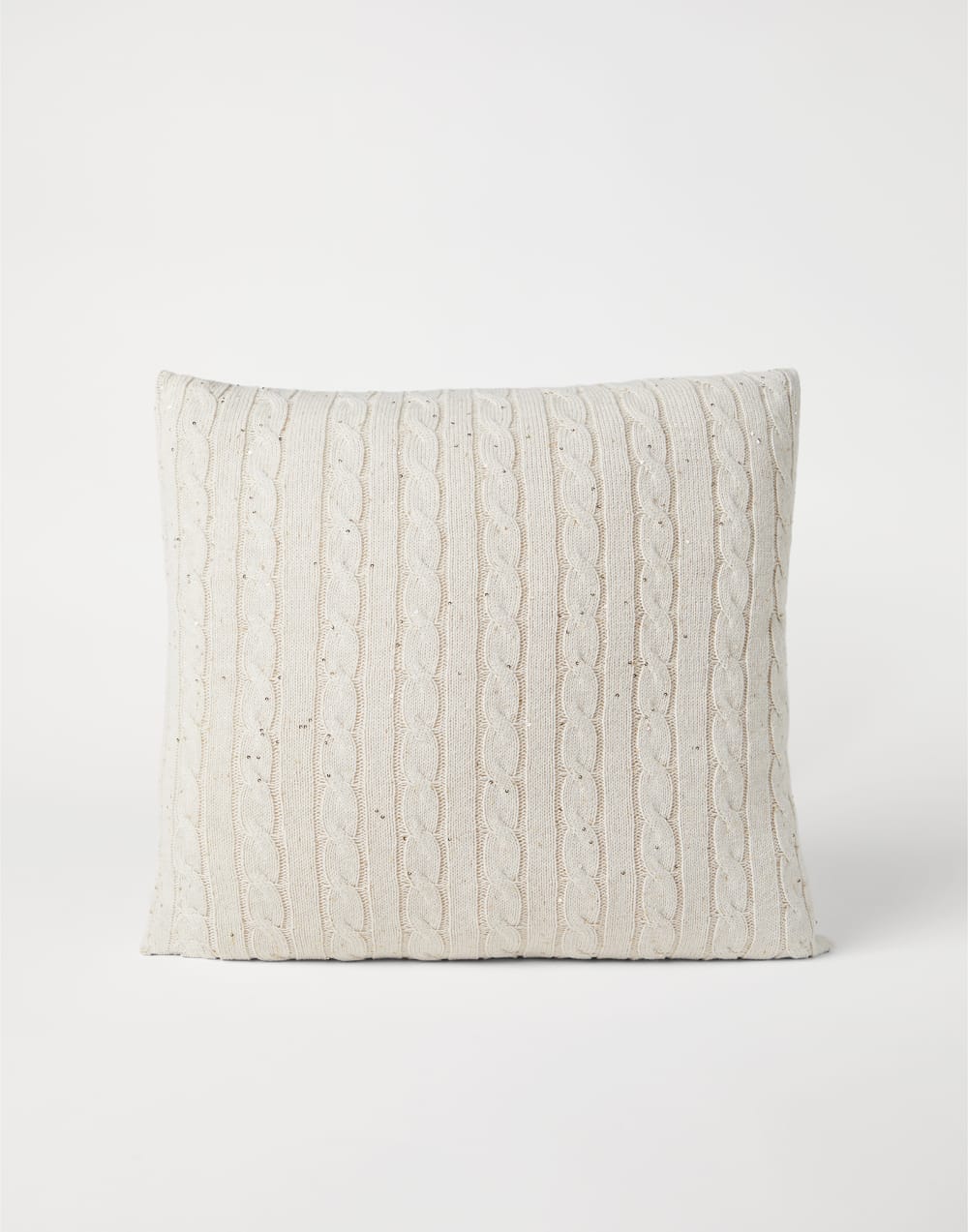 Dazzling cables knit cushion Oat Lifestyle - Brunello Cucinelli