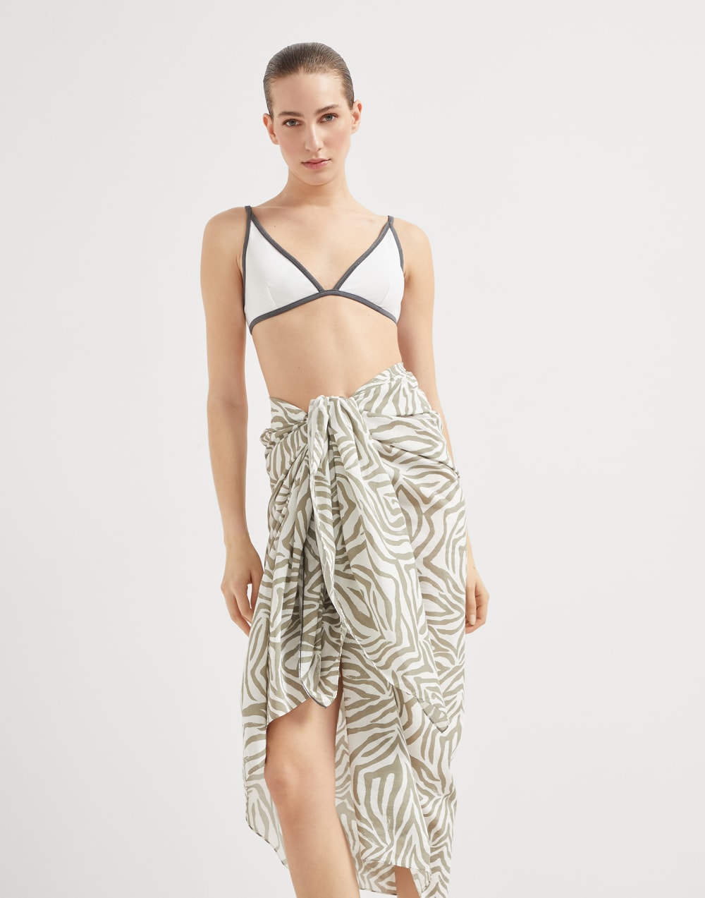 Ethnic Print pareo Khaki Woman - Brunello Cucinelli