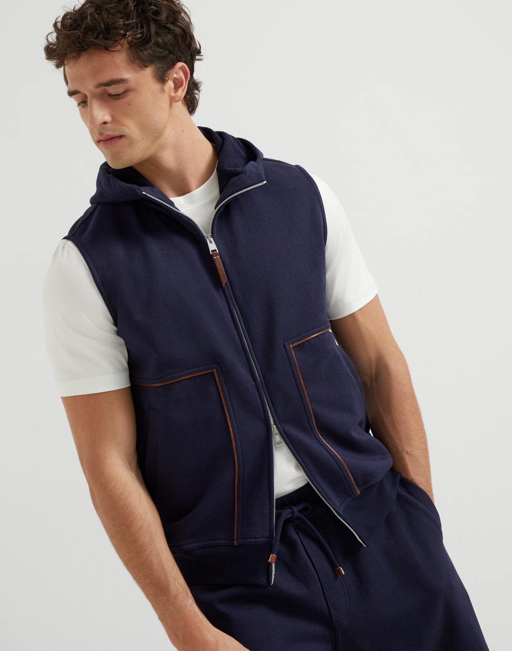 Gilet in felpa Cobalto Uomo - Brunello Cucinelli