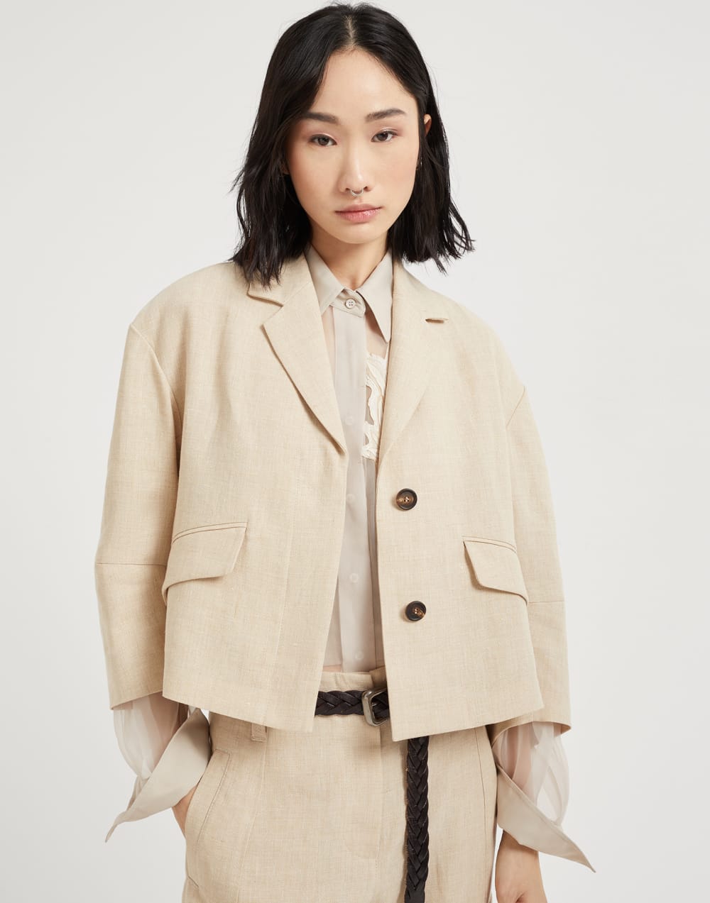 短版夹克 米黄 女款 - Brunello Cucinelli
