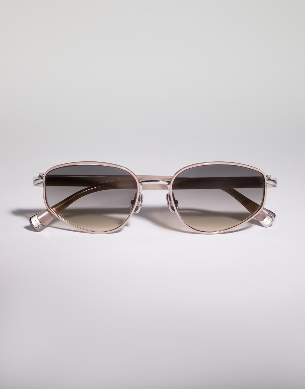 Geometric titanium sunglasses Silver / Cashmere Beige Eyewear - Brunello Cucinelli