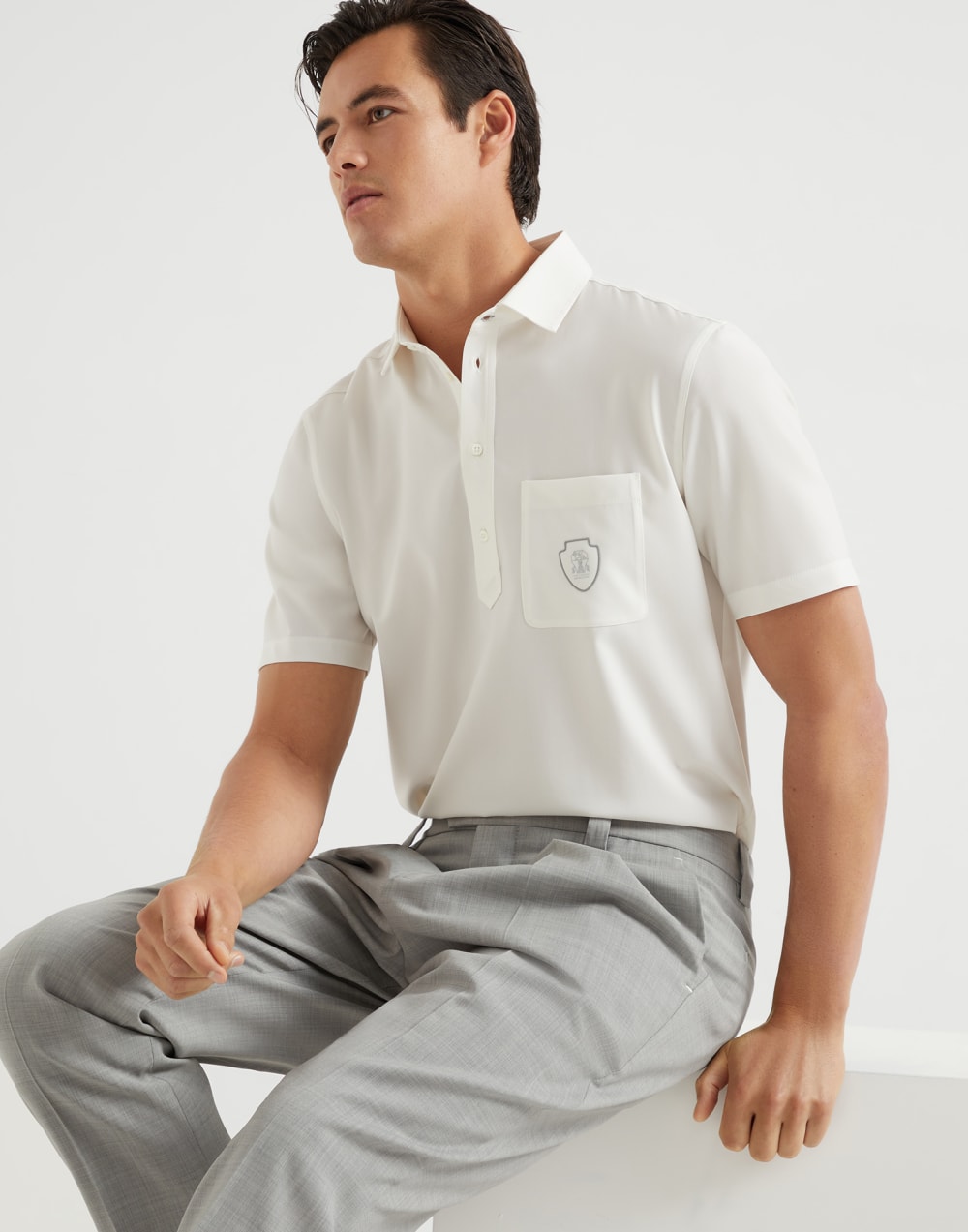 徽标口袋款马球衫 白色 男款 - Brunello Cucinelli