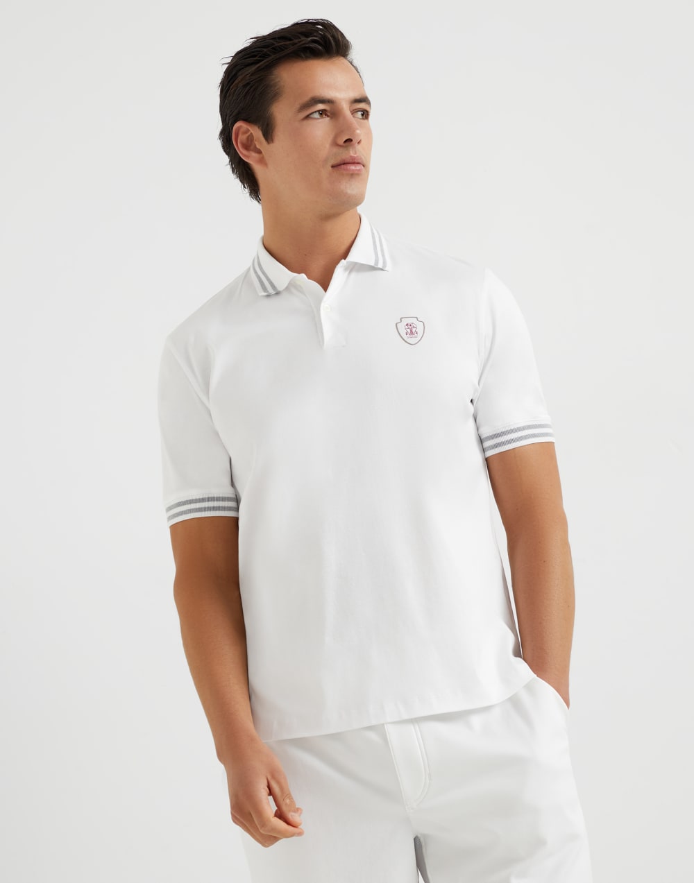 Jersey polo shirt White Man - Brunello Cucinelli