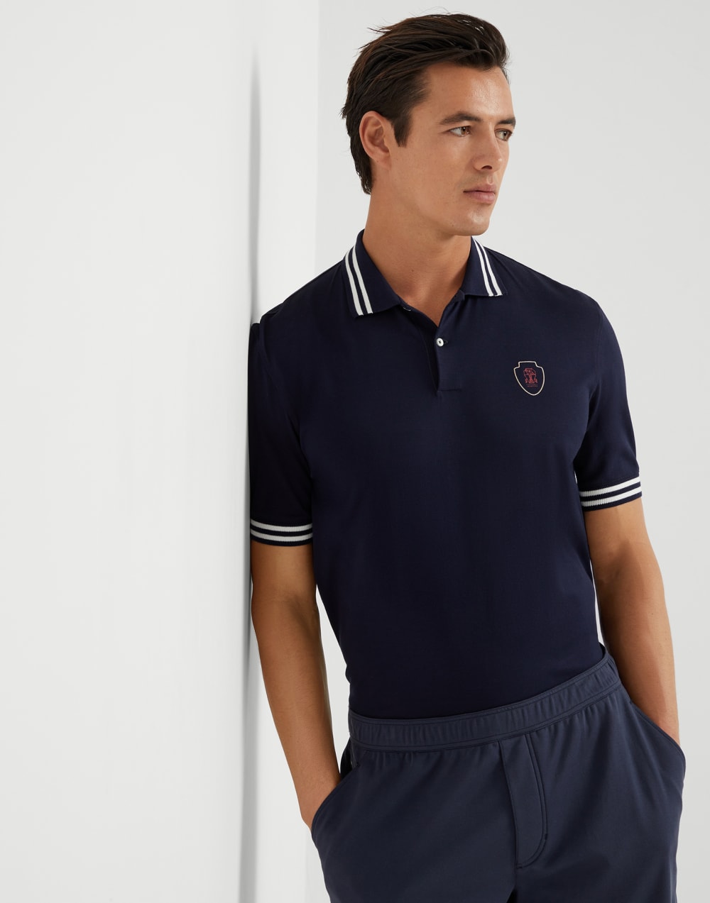 Поло из джерси Кобальтово-Синий Мужчина - Brunello Cucinelli