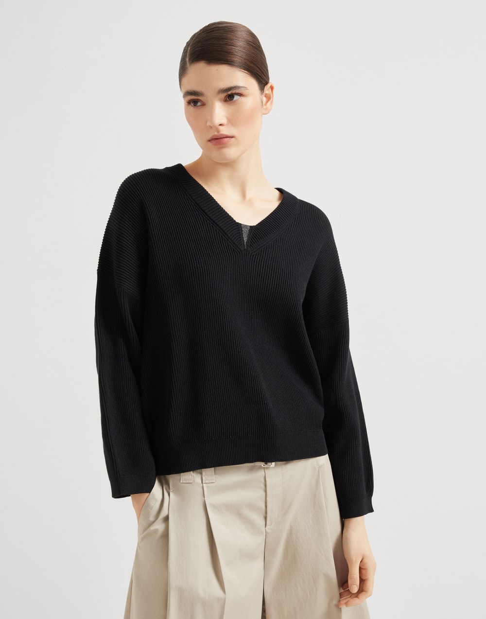 Sweater with monili Black Woman - Brunello Cucinelli