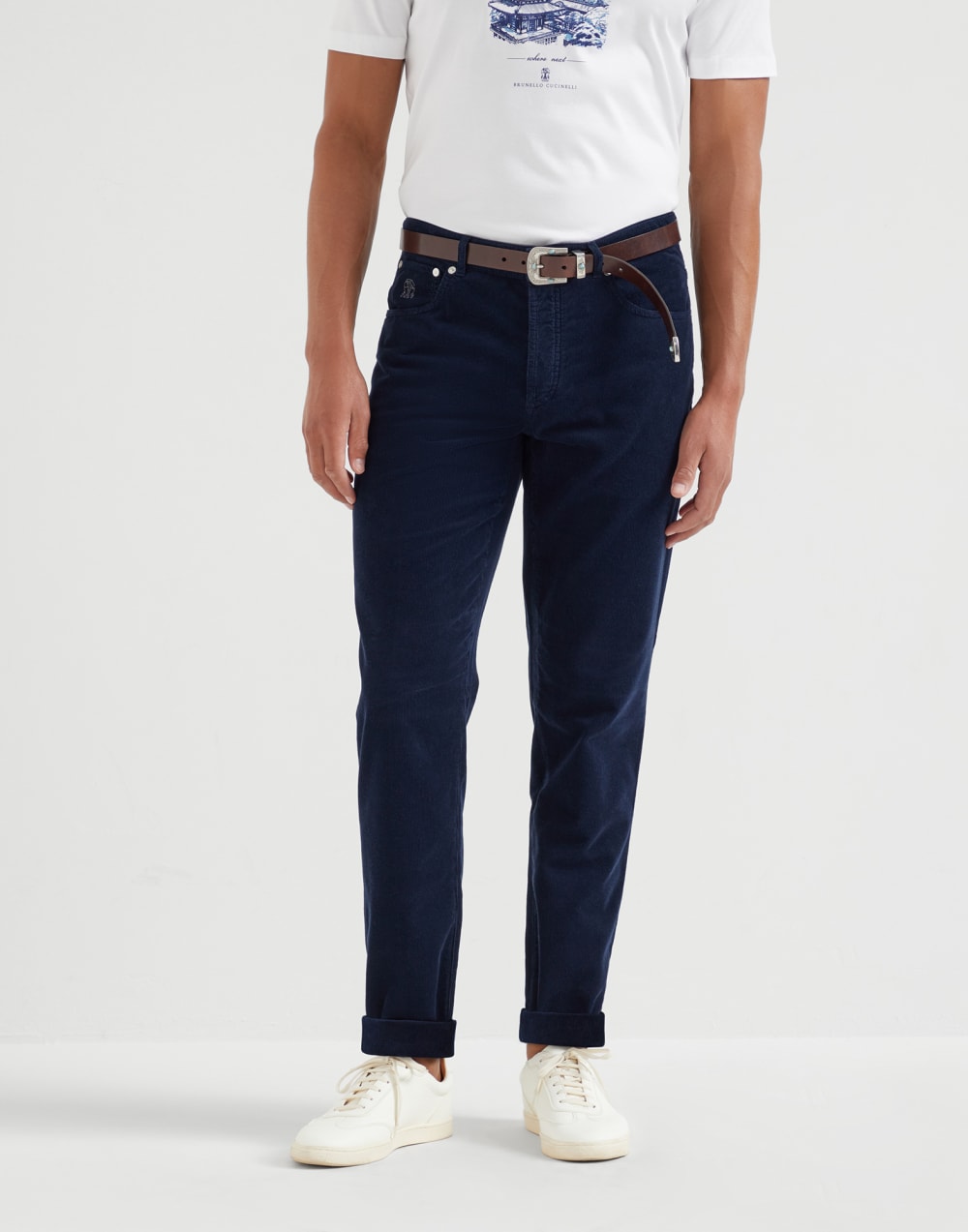 Corduroy trousers Navy Blue Man - Brunello Cucinelli