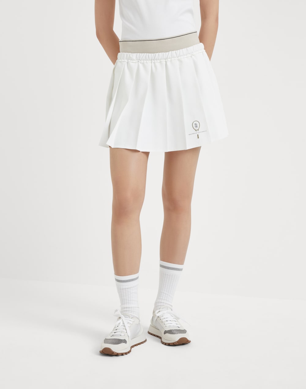 Tennis商标网球短裙 白色 女款 - Brunello Cucinelli