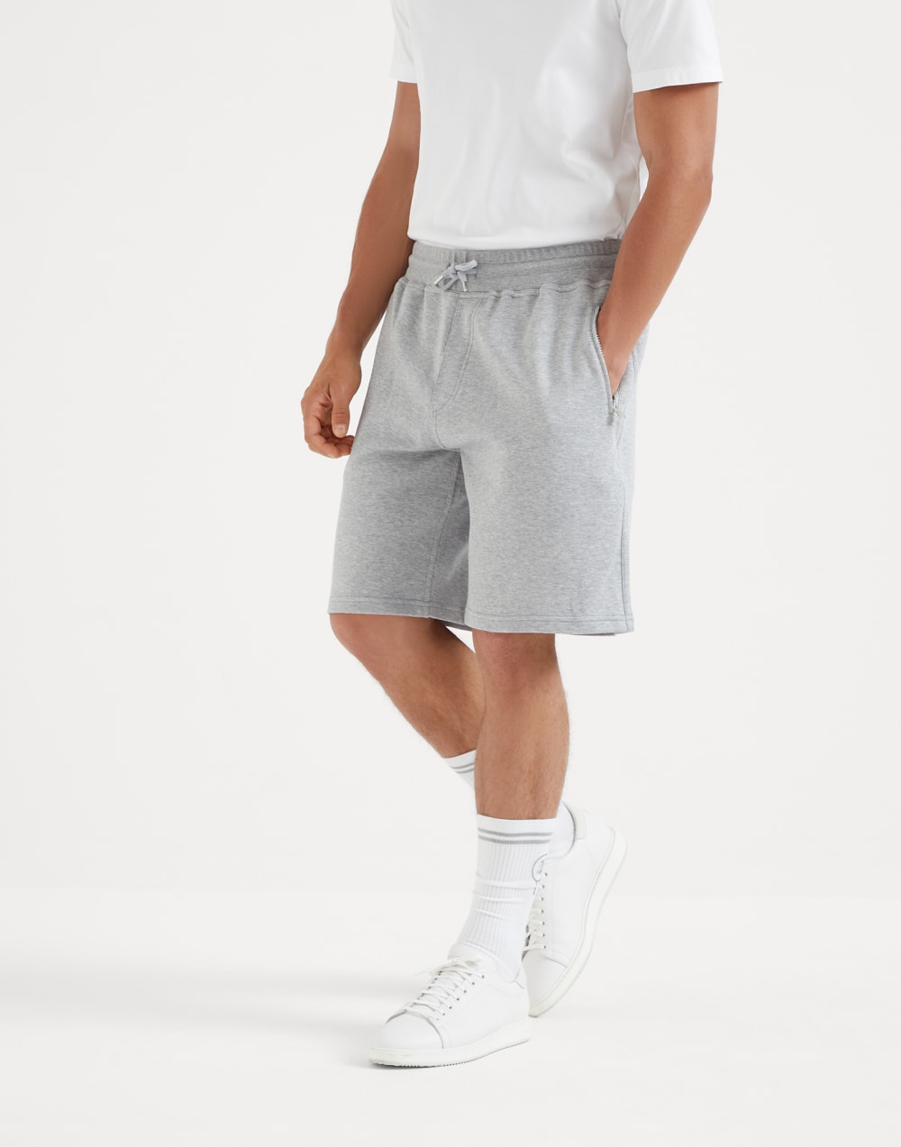 Бермуды из двойного футера Кварцевый Серый Мужчина - Brunello Cucinelli