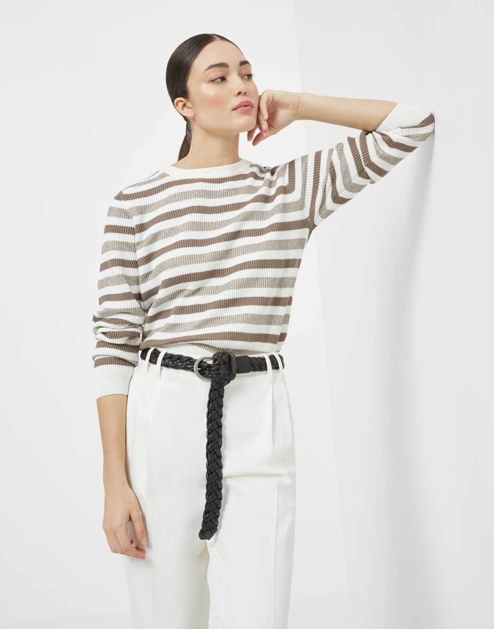 Cotton Sparkling yarn sweater Beige Woman - Brunello Cucinelli