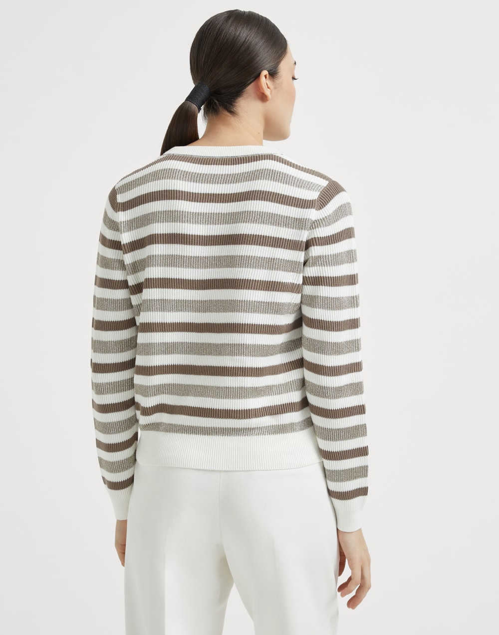 Cotton Sparkling yarn sweater Beige Woman - Brunello Cucinelli