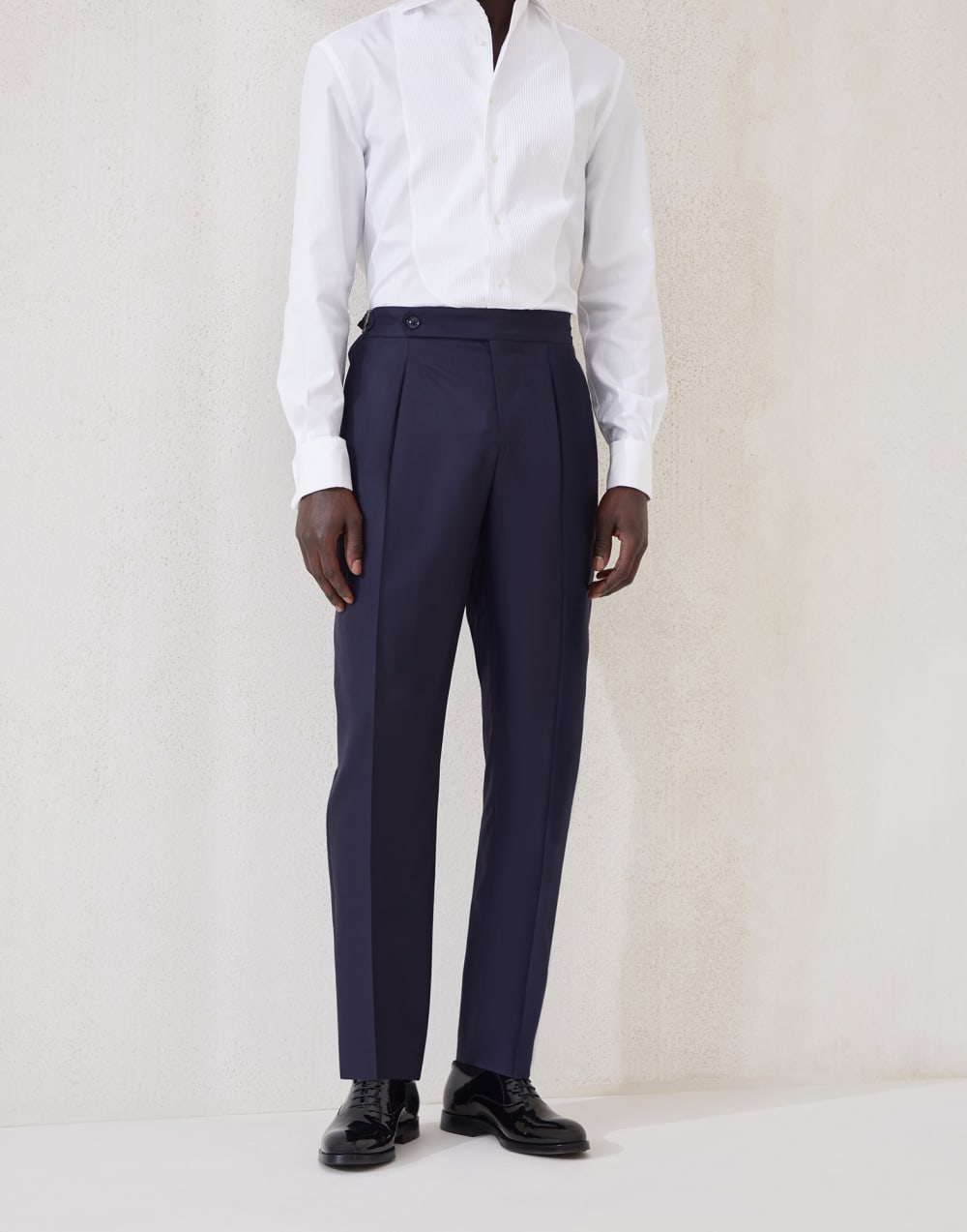 Tuxedo trousers with pleats Navy Blue Man - Brunello Cucinelli