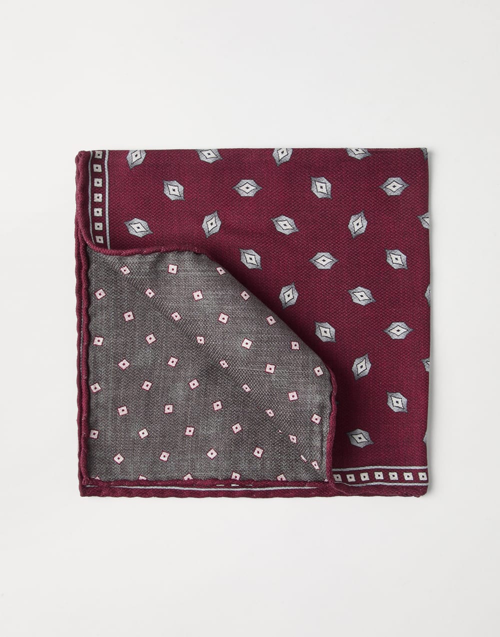 Pocket square with pattern Bordeaux Man - Brunello Cucinelli