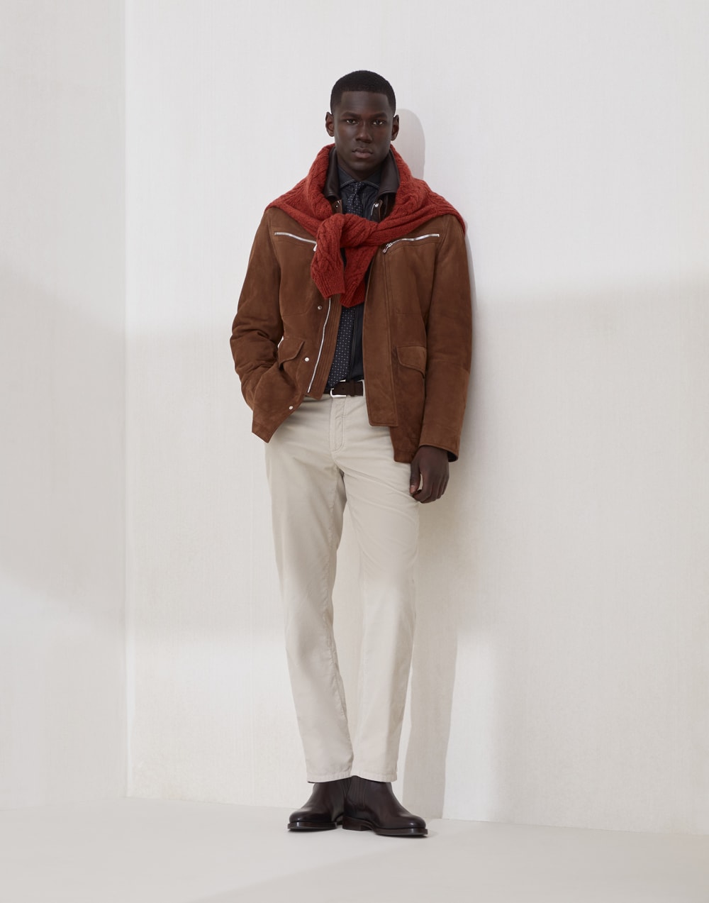 Corduroy trousers Ecru Man - Brunello Cucinelli