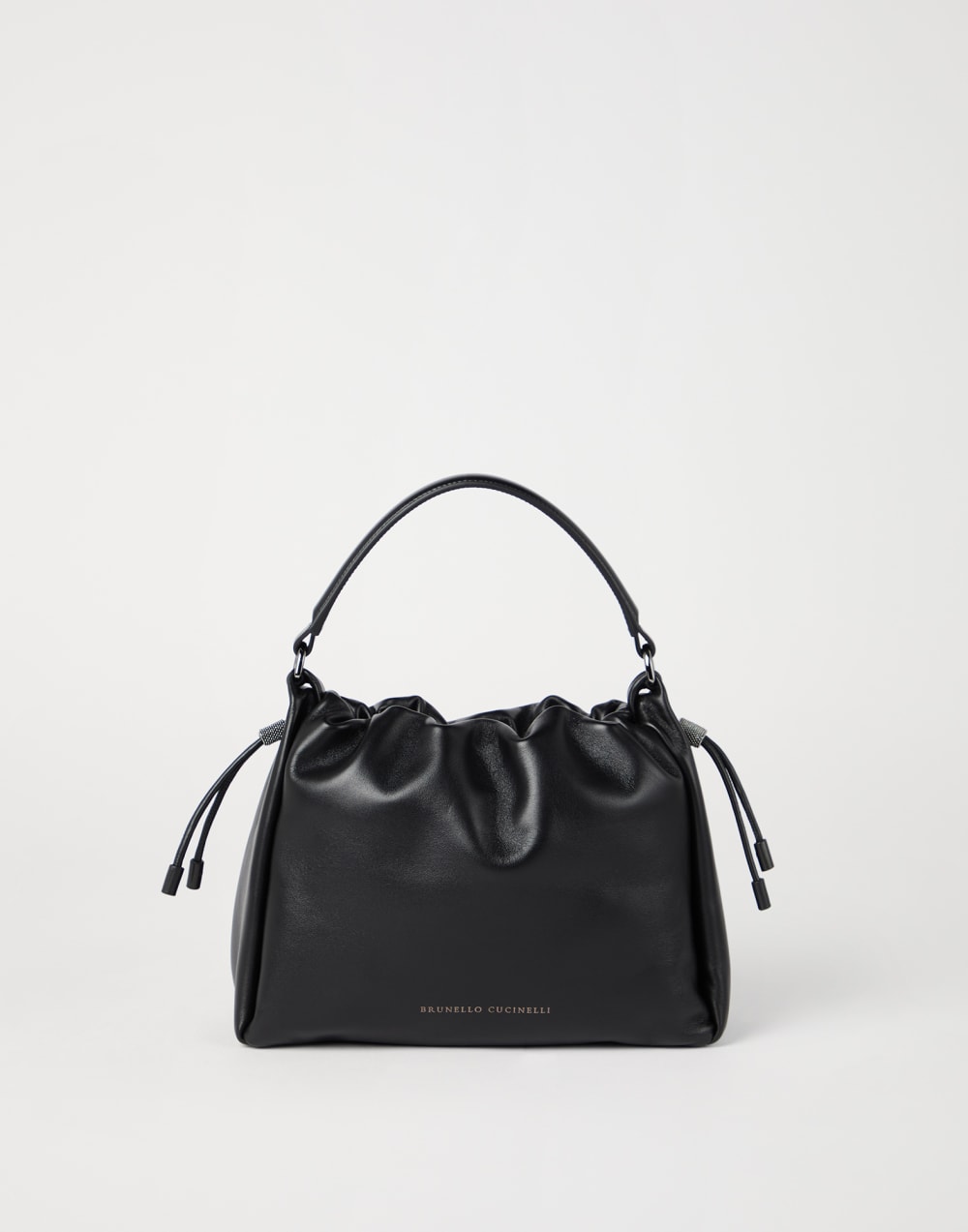 Small Soft Leather Mellow Bucket bag Black Woman - Brunello Cucinelli
