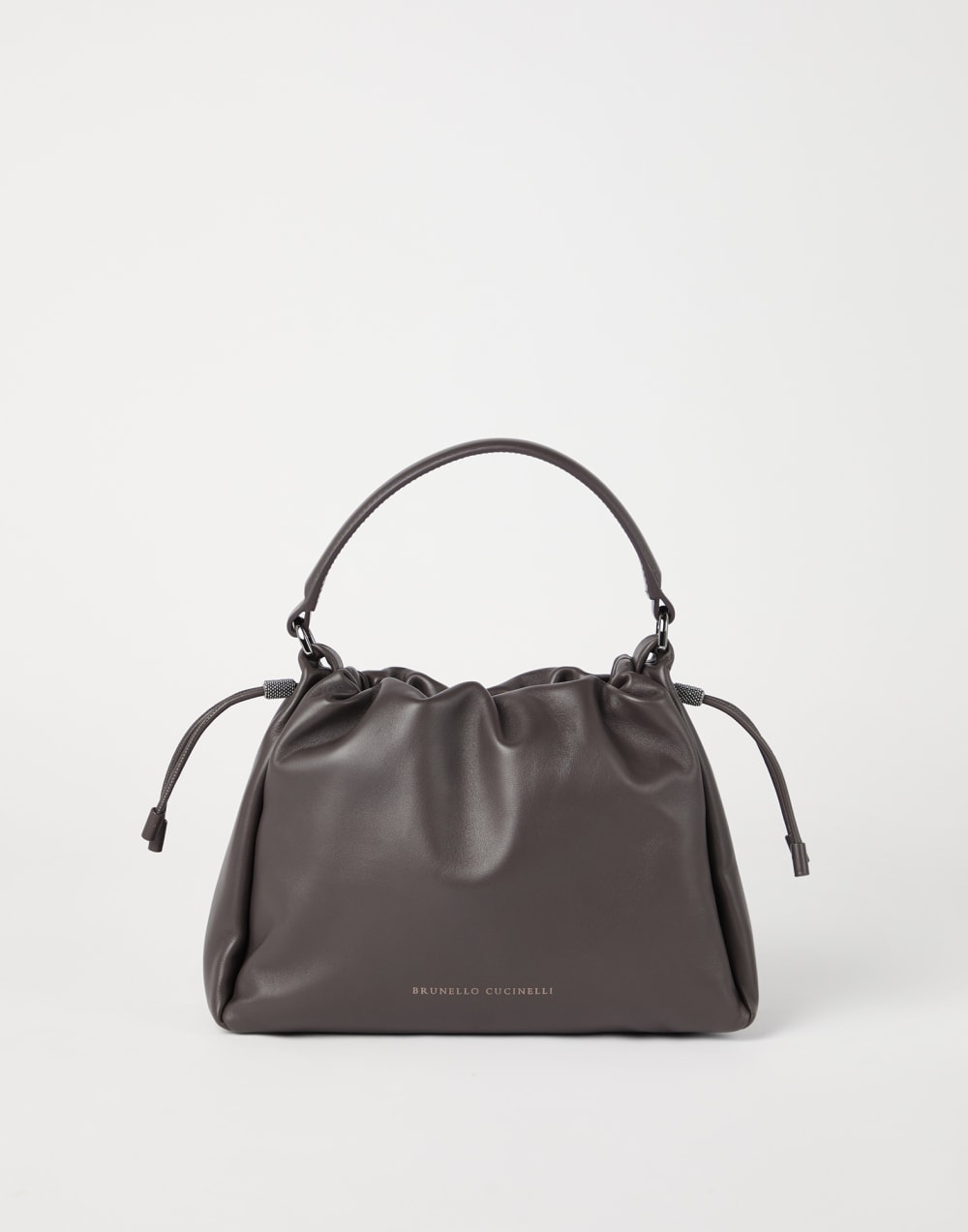 Small Soft Leather Mellow Bucket bag Brown Woman - Brunello Cucinelli
